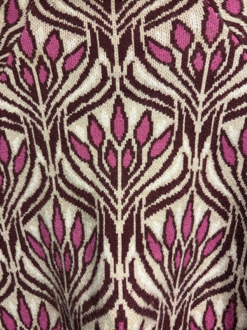 Maeve by Anthropologie Carys Mock Neck Sweater Retro Floral Art Nouveau Purple - Picture 3 of 5